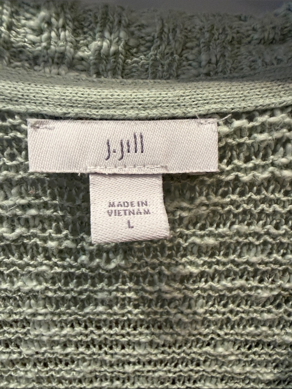 J. Jill Sage Green Open-Knit Button Cardigan - Picture 2 of 5